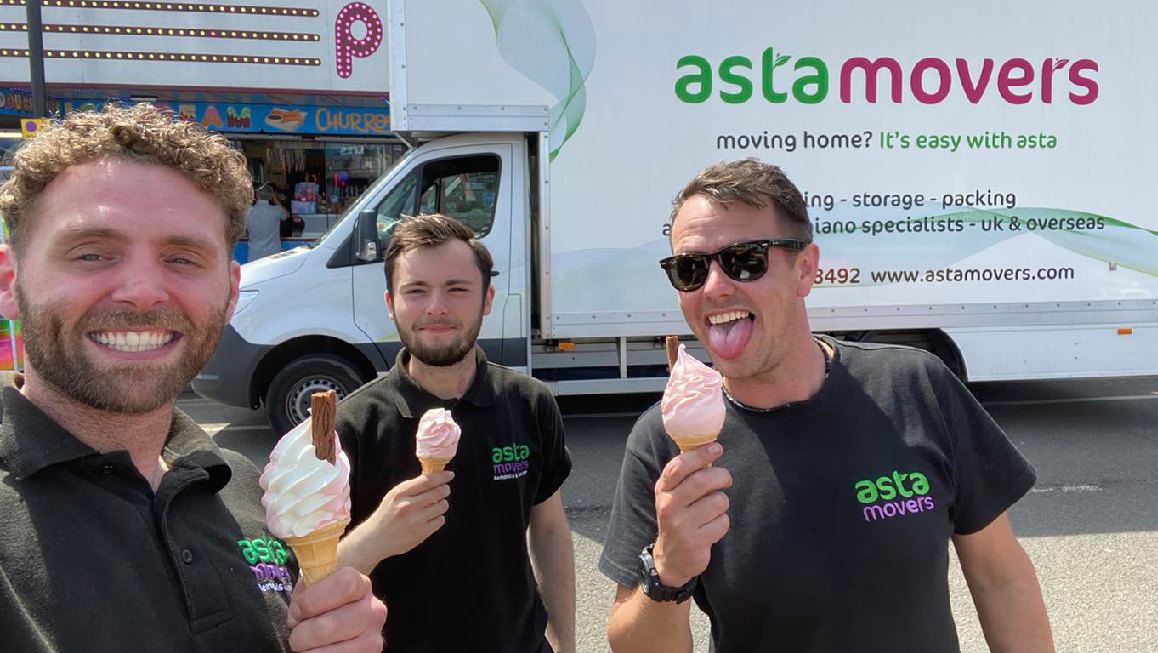 asta movers employees eating ice cream